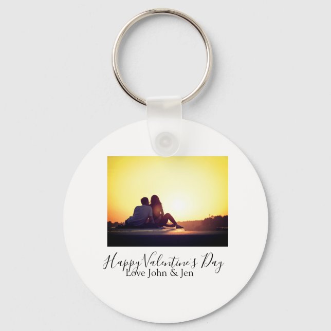 Llavero Feliz día de San Valentín amor agregar nombre foto (Anverso)
