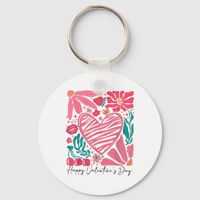 Llavero Feliz Día de San Valentín Boho Valentine Flores Co (Anverso)