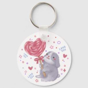 Llavero Feliz día de San Valentín con Bunny y Lollipop