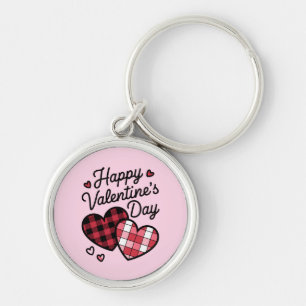 Llavero Feliz Día de San Valentín Leopard Plaid Love Heart