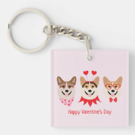 Llavero Feliz Día de San Valentín Pembroke Welsh Corgi Per