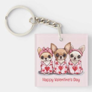 Llavero Feliz día de San Valentín perros Chihuahua
