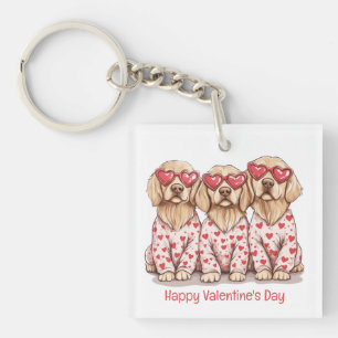Llavero Feliz día de San Valentín perros Golden Retriever