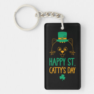 Llavero Feliz Día de Santa Catty - lindo gato Leprechaun