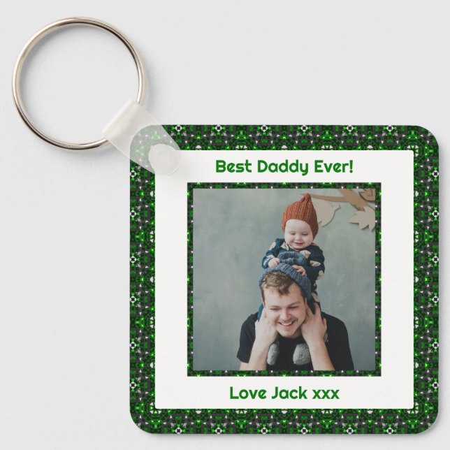 Llavero Feliz Día del Padre, mejor papá papá, siempre foto (Anverso)