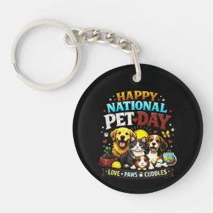 Llavero Feliz Día Nacional de las Mascotas Amante de Anima