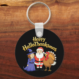 Llavero Feliz diseño de los amantes de HalloThanksmas