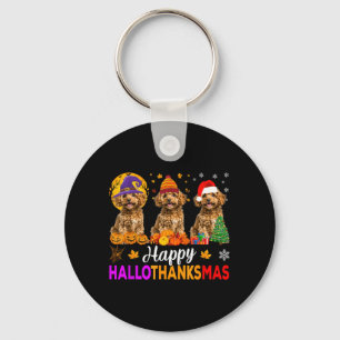 Llavero Feliz divertido Hallothanksmas Caniche perro Hallo