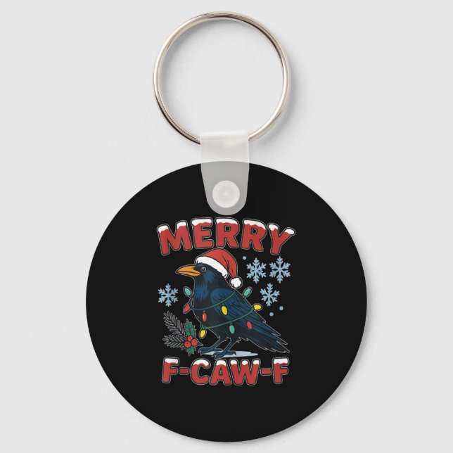 Llavero Feliz F-caw-f Cuervo Divertido Meme Cuervo Navidad (Anverso)