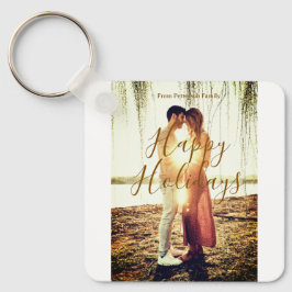 Llavero Feliz feriados marrón agregar pareja de fotos fech