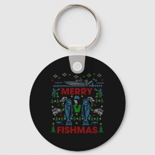 Llavero Feliz Fishmas divertido suéter feo de Navidad para