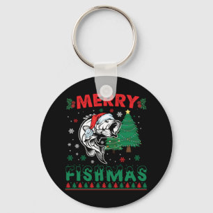 Llavero Feliz Fishmas Pescador Papá Pescador Navidad