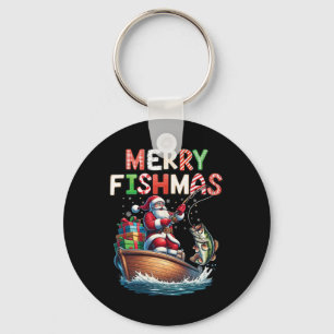 Llavero Feliz Fishmas Santa Amantes de la Pesca Divertido 