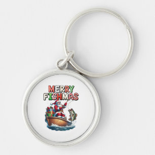 Llavero Feliz Fishmas Santa Amantes de la Pesca Divertido 