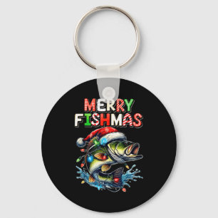 Llavero Feliz Fishmas Santa Amantes de la Pesca Divertido