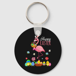 Llavero Feliz Flamingo de Pascua con Bysket Hunti de Huevo