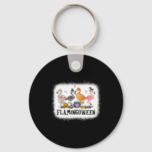 Llavero Feliz Flamingoween Pink Flamingo Halloween Skeleto
