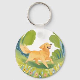 Llavero Feliz Golden Retriever | Tarjeta de agua ligera