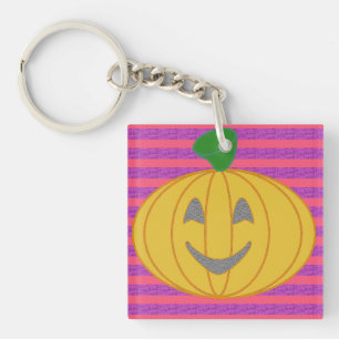 Llavero Feliz gran calabaza naranja moderna de Halloween
