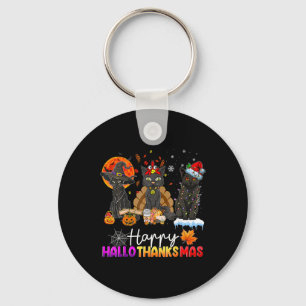 Llavero Feliz Hallothanksmas Gato Negro Halloween Día de A
