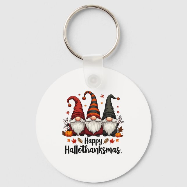Llavero Feliz Hallothanksmas Halloween Navidad Gnomes (Anverso)