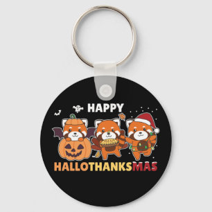 Llavero Feliz Hallothanksmas Pandas Navidades Red Panda Ke