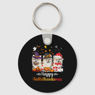 Llavero Feliz Hallothanksmas Perro Pomerania Halloween Chr