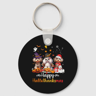 Llavero Feliz Hallothanksmas Poodle Dog Halloween Christma