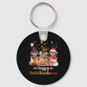 Llavero Feliz Hallothanksmas Shih Tzu Perro Halloween Cris