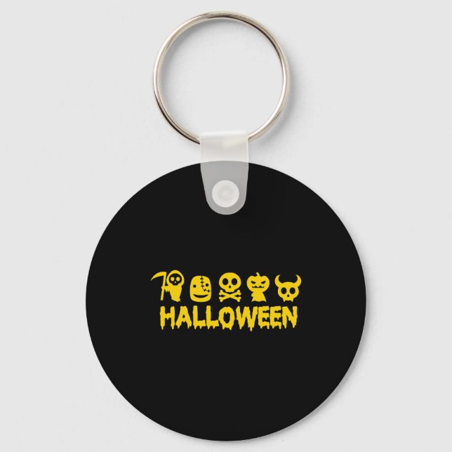 Llavero Feliz Halloween con símbolos de Halloween (Anverso)