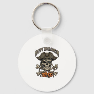 Llavero Feliz Halloween Cráneo de Pirata Huesos Cruzados C
