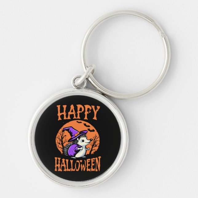 Llavero Feliz Halloween Erizo Bruja (Frente)