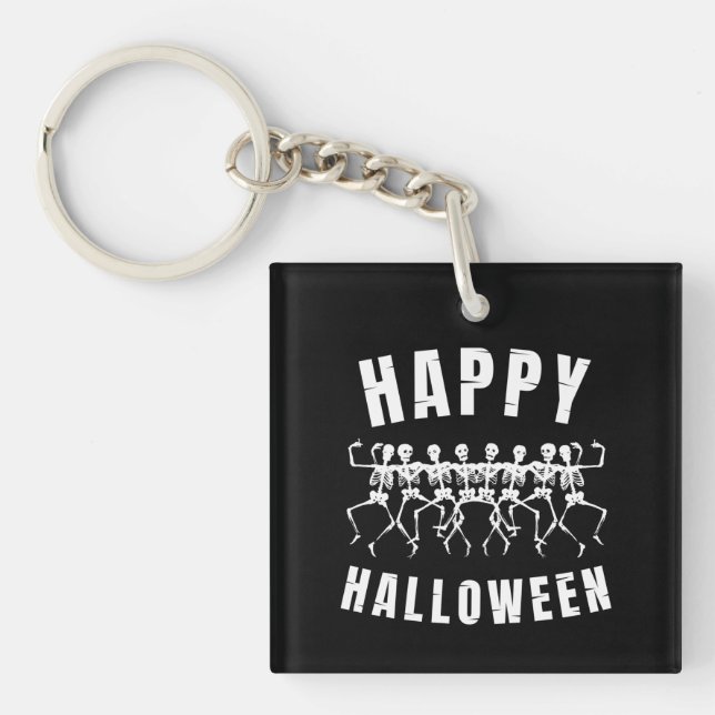 LLAVERO FELIZ HALLOWEEN ESQUELETOS BAILANDO (Frente)