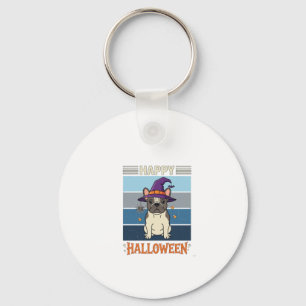 Llavero Feliz Halloween French Bulldog Bruja Telaraña Ca