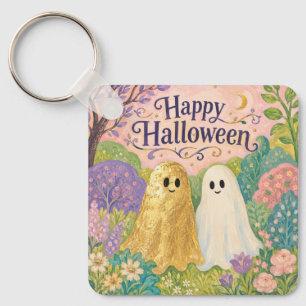 Llavero Feliz Halloween Jardín de Flores Fantasma Lindo