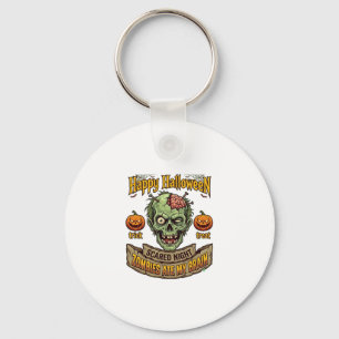 Llavero Feliz Halloween Zombies Comieron Cerebro Cabeza de