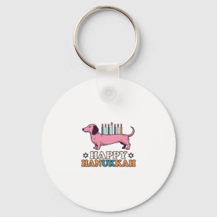 Llavero Feliz Hanukkah Dachshund Menorah Diseño de Camiset