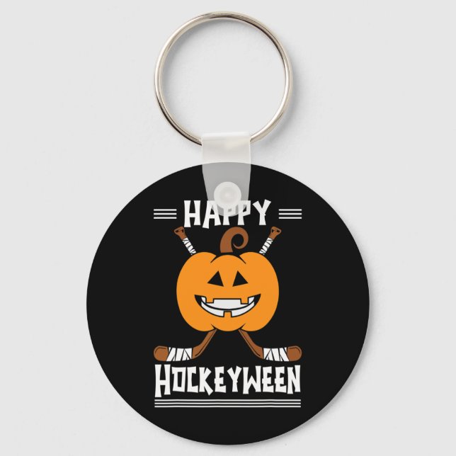 Llavero Feliz Hockeyween Halloween Ice Hockey Player y H (Anverso)