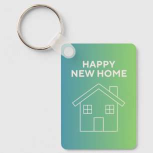 Llavero Feliz Hogar Nuevo con Fondo Gradiente Verde