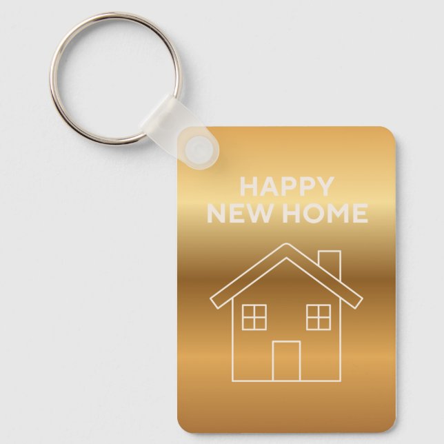 Llavero Feliz Hogar Nuevo - fondo gradiente dorado (Anverso)