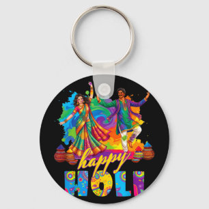 Llavero Feliz holi colorido festival danza celebraciónFeli