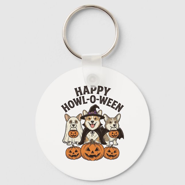 Llavero Feliz Howl-O-Ween Corgi Halloween Perro Vector Dis (Anverso)