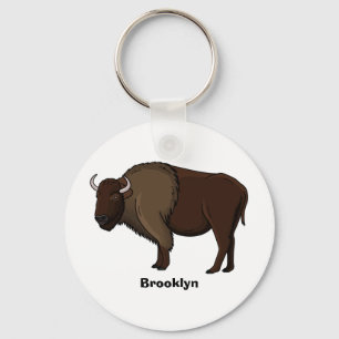 Llavero Feliz ilustracion de búfalo de bisonte americano