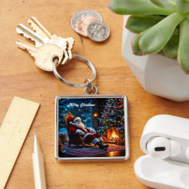 Llavero Feliz invierno navideño Santa Magia