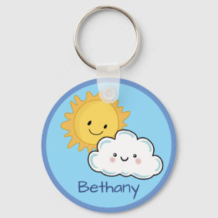 Llavero Feliz Kawaii Sun Y Cloud Personalizadas Keychain