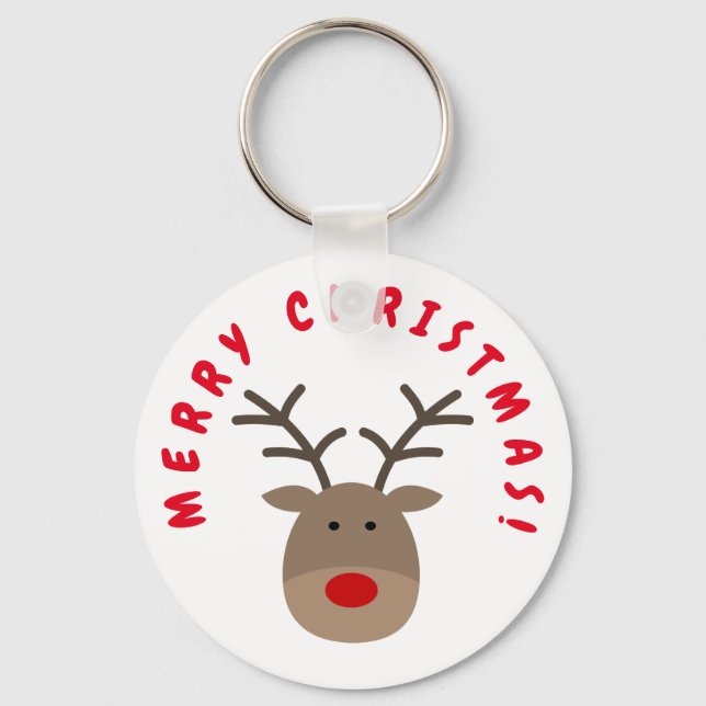 Llavero Feliz keychain navideño con Rudolf el reno (Anverso)