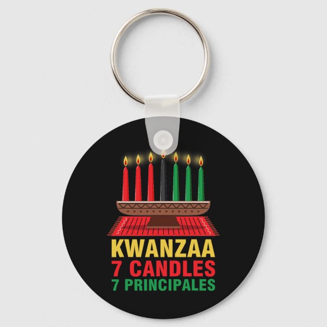 Llavero Feliz Kwanzaa Kinara Siete Principios Velas Pan (Anverso)