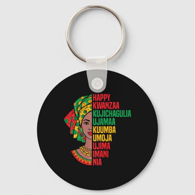 Llavero Feliz Kwanzaa Siete Principios Africanos Encabezam (Anverso)