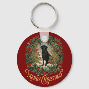 Llavero Feliz Labrador de Navidad