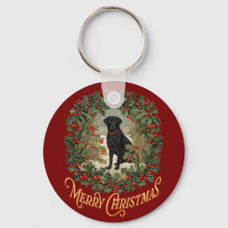 Llavero Feliz Labrador de Navidad